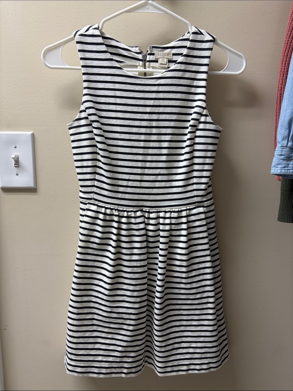 J. Crew Black and White Striped Sleeveless Dress
